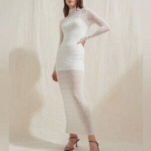 Abercrombie & Fitch A&F Sheer Maxi Dress white lace wool NWT